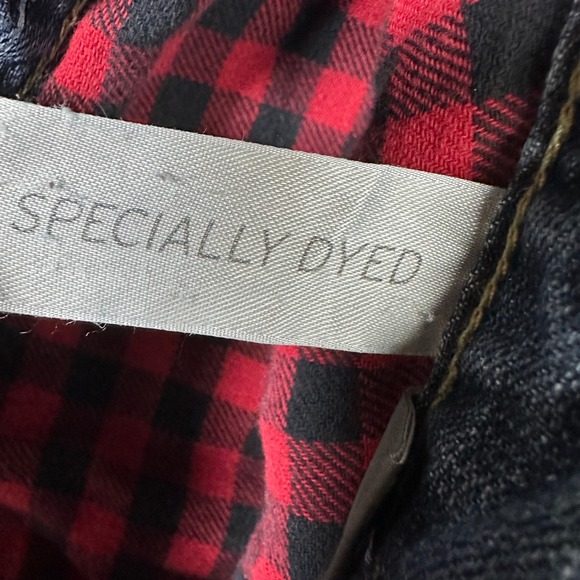 Eddie Bauer Boyfriend Jeans Women's 6 Relaxed Fit Dark Wash Buffalo Plaid Lined - Picture 6 of 11